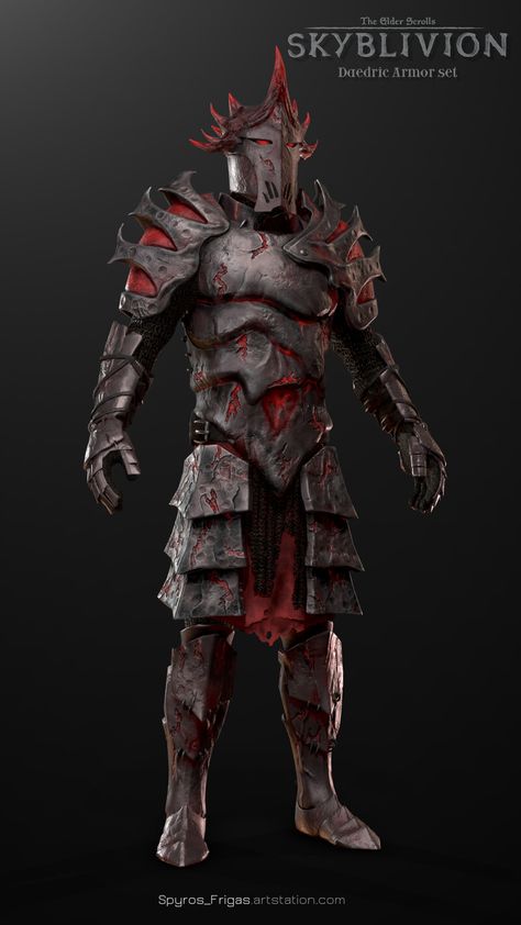 ArtStation - Daedric armor set - TES:Skyblivion, Spyros Frigas Skyblivion Concept Art, Daedric Armor Art, Skyrim Armor Sets, Skyrim Daedric Armor, Skyrim Armor, Daedric Armor, Elder Scrolls Oblivion, Elder Scrolls Lore, Skyrim Special Edition Mods