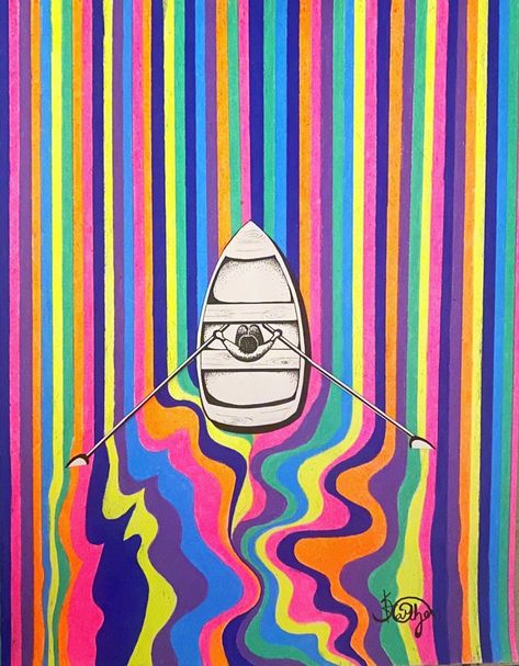 Neon Painting Ideas Easy, Cool Trippy Art Easy, Easy Draw, Retro Artwork, Trippy Painting, Posca Art, Hippie Painting, Easy Canvas Art, Sketchbook Drawings