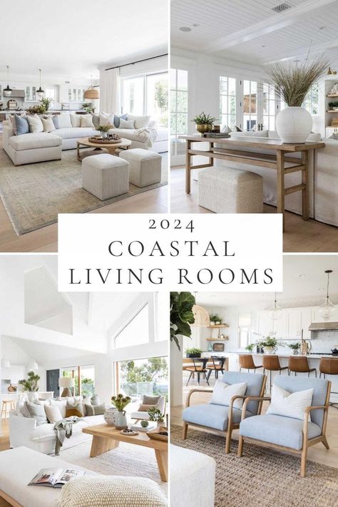 Beautiful modern coastal living room ideas and trends for 2024, with designer inspiration, decorating ideas, California casual design, beach house style, family rooms, decor, layout ideas, and more! California Coastal Living Room, Modern Coastal Living Room Ideas, Coastal Living Room Ideas, Modern Kitchen Pendants, Modern Coastal Living Room, California Apartment, Beach Theme Living Room, Beach House Bedroom, Modern Coastal Decor