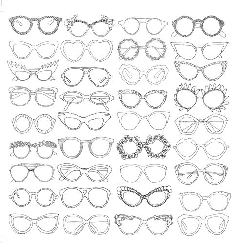 Eyeglasses Drawing, Glasses Doodle, Glasses Sketch, Tumblr Drawings, Fashion Drawing Sketches, Fashion Drawing Tutorial, Fashion Design Patterns, نظارات شمسية, Fashion Design Sketches