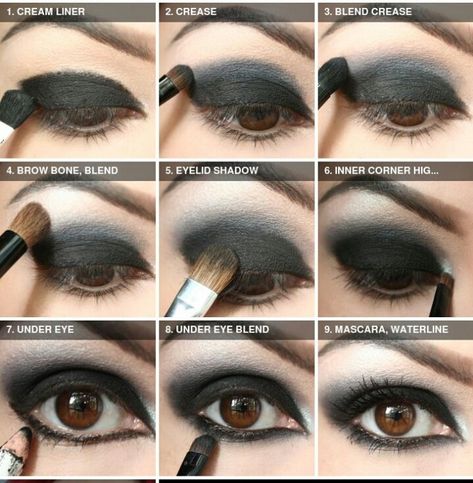 Quick Smokey Eye, Vampire Diy, Dark Eye Shadow, Smokey Eye Shadow, Gothic Makeup Tutorial, Eye Shadow Tutorial, Shadow Tutorial, Goth Makeup Tutorial, Goth Eye Makeup