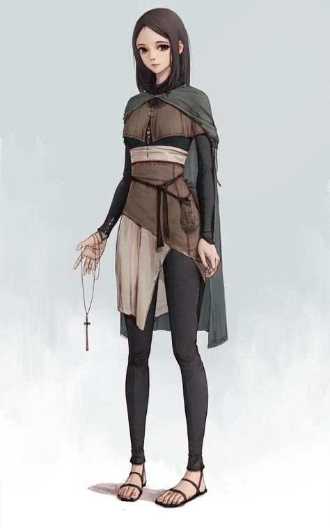 priest, jinglin Xu on ArtStation at https://www.artstation.com/artwork/1rmro Monk Dnd, Dnd Inspiration, Adventure Outfit, Pelvic Pain, Dnd Art, Game Ideas, Nike Acg, Fantasy Inspiration, Female Character Design