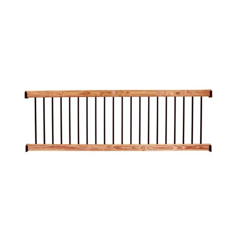 DeckoRail 8 ft. Aluminum Cedar-Tone Southern Yellow Pine Deck Railing Kit Deck Railing Kits, Stair Railing Kits, Aluminum Balusters, Evergreen Landscape, Decking Ideas, Building Design Plan, Wood Decking, Laying Decking, Parts Of Stairs