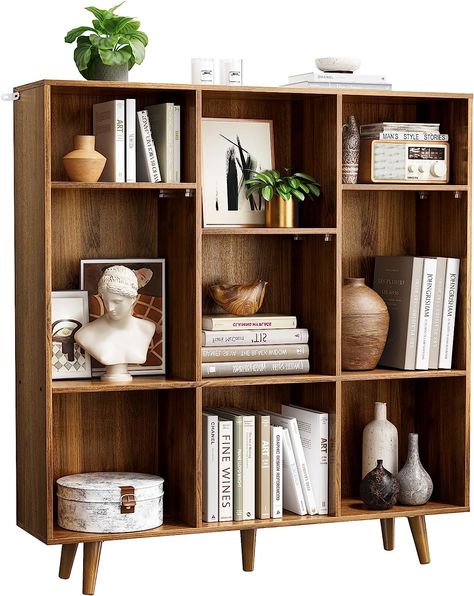 Our 9-cube bookcase allows you to organize books and collectibles with ease. The book shelf features an open cube design to help maintain a neat and tidy living space that is curated just for you. Adjustable Bookshelf, Wood Cube, Cube Storage Shelves, Open Cube, Display Bookcase, Open Bookshelves, Wine Bar Cabinet, Library Shelves, Freestanding Storage