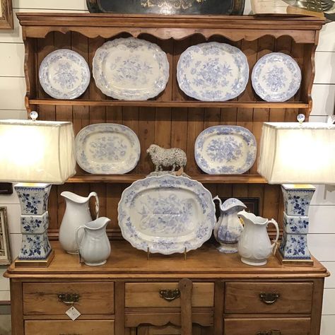 Canterbury Cottage Antiques on Instagram: “The soft blue of these 19th century English Asiatic Pheasant platters are fabulous on this on this pine…” Canterbury Cottage, Asiatic Pheasant, Canterbury, Pheasant, Farmhouse Style, 19th Century, Decorative Tray, Decorative Plates, Farmhouse