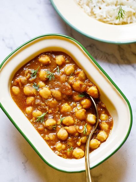 Dinner Recipes 2023, Chickpea Tikka Masala Recipe, Chickpea Tikka Masala, Chana Masala Recipe, Easy Chickpea Curry, Konkani Recipes, Ganesha Chaturthi, Veg Recipes Of India, Chole Masala