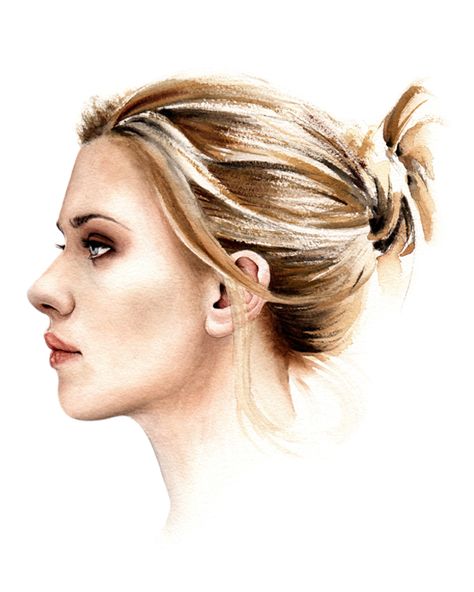 Hollywood Actresses Are Depicted in Breathtakingly Life-like Watercolor Portraits - My Modern Met Watercolor Portrait Tutorial, Side Portrait, Face Sketch, Female Profile, Portrait Images, Side Profile, Illustration Girl, Fashion Painting, Ethereal Beauty