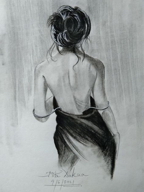 Female Back Sketch, Art Black And White Drawings, Dress Tattoo, Pencil Art Love, Paper Tattoo, Hipster Drawings, Back Drawing, Gcse Art Sketchbook, Sketches Of People