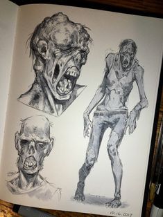 Zombie Poses Drawing, Zombie Pose Reference, Zombie Pose, Taran Fiddler, Inktober Sketches, Zombie Drawings, Zombie Wallpaper, Zombie Cartoon, Zombie Illustration