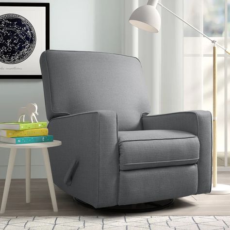 Latitude Run® Saidee Upholstered Manual Swivel Rocker Recliner Chair & Reviews | Wayfair Nursery Glider Chair, Best Recliner Chair, Rocker Recliner Chair, Swivel Rocker Recliner Chair, Glider Chair, Rocker Recliners, Guest Bedroom, Living Room Chairs, Rocking Chair