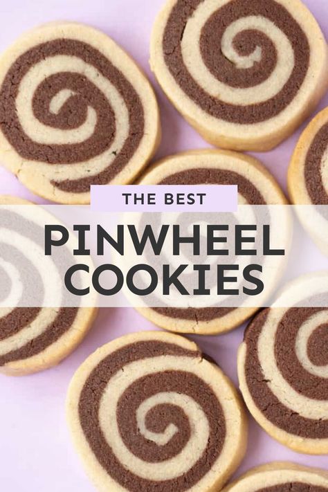 Amazing Pinwheel Cookies made from scratch. Buttery vanilla and chocolate cookie dough rolled together to make the most stunning, swirled cookies. These simple sugar cookies are surprisingly easy to make – and I’ll show you how to get that beautiful swirl every time. Recipe from sweetestmenu.com #pinwheel #cookies #baking Spiral Sugar Cookies, Swirl Sugar Cookies, Pinwheel Sugar Cookies, Specialty Cookies, Pinwheel Cookies Recipe, No Bake Peanut Butter Bars, Simple Sugar Cookies, Buttery Sugar Cookies, Cookie Recipes Decorating