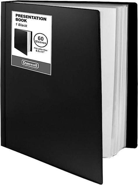 Black plastic binder folder with 60 top-loading plastic binder sleeves. Moisture-resistant poly cover for long-term document storage. Customizable with reversible spine and front cover inserts. Acid-free, non-glare, and archival-quality sleeves. Size: 9.75"x11.5"x1.4", each pocket fits 10 sheets. Music Scrapbook, Portfolio Binder, Large Scrapbook, Poly Pocket, Plastic Binder, Photo Binder, Trading Card Storage, Plastic Folders, Portfolio Presentation