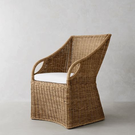 Farallon Dining Arm Chair | Dining Chair | Williams Sonoma Formal Dining Chairs, Parisian Bistro, Cream Cushions, Rattan Weave, Arm Chair Covers, Williams Sonoma Home, Modern Armchair, Furniture Hacks, Pottery Barn Teen