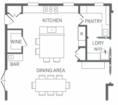 FOR A MORE SIMPLE OUTLOOK -Layout with walk in pantry & laundry room, but other side of kitchen would be open to living room Costco Door, Scullery Laundry, Pantry Scullery, Pantry Laundry Room Combo, Greece Apartment, Interior Ikea, Best Kitchen Layout, Pantry Layout, Kitchen Floor Plan