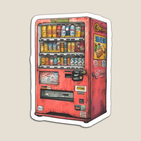 Get my art printed on awesome products. Support me at Redbubble #RBandME: https://www.redbubble.com/i/magnet/Retro-Vending-Machine-by-VirtualArtGuy/157487424.TBCTK?asc=u Vending Machine, Japanese Style, Filing Cabinet, Science Poster, Colorful Prints, Stranger Things Fanart, My Art, Awesome Products, How To Look Better