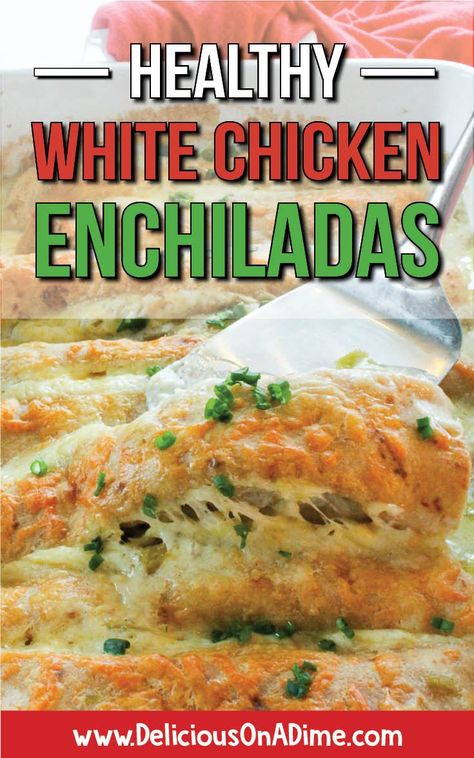 Healthy White Chicken Enchiladas, Bland Recipes, Eating Cheap, Creamy White Sauce, Green Chilis, Recipes Cheap, White Chicken Enchiladas, Cheap Easy Meals, Cheap Dinner Recipes