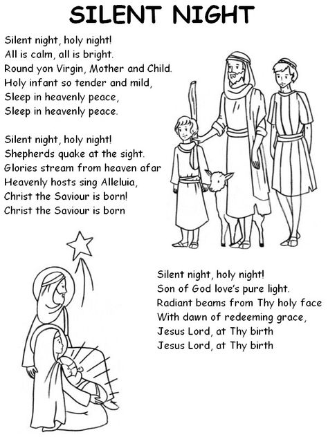 Silent Night Song Lyrics, O Holy Night Lyrics, Silent Night Lyrics, Silent Night Christmas Card, Holy Night Lyrics, Coloring Page Christmas, Night Lyrics, Coloring Pages Christmas, Nights Lyrics