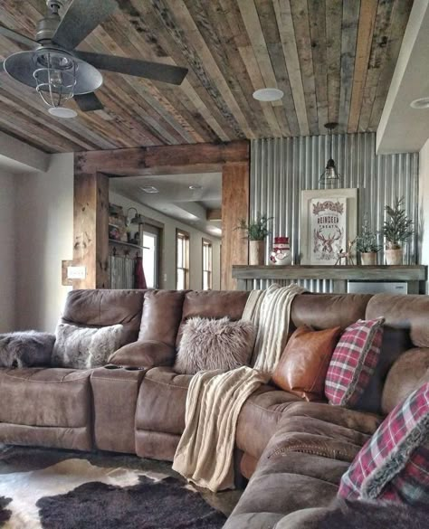 Finish Basement, Bachelorette Pad, Fa Fal, Casa Container, Western Home, Unfinished Basement, Basement Decor, Living Room Remodel, Western Home Decor