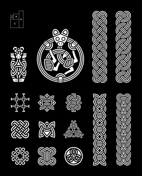 c. 850 – 950 … The Anatomy of Viking Art Introduction (August 2017) Broa Style (July 2017) Oseberg Style Borre Style Jelling Style Mammen Style Ringerike Style Urnes Style Shapes Ribbons consisting of 2-3 lines. Tight knot-like interlace. Equal-sided (circle and square) geometric figures. Triangular animal [...] Knotwork Viking, Jelling Style Viking Art, Norse Art Pattern, Viking Knot, Viking Border Design, Viking Serpent Design, Norse Patterns Viking Embroidery, Viking Artefacts, Viking Knotwork