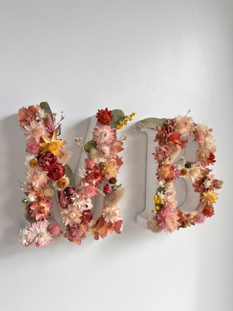 Ella May Florals dried flowers letters 30th Aesthetic, Flower Letters Diy, Flowers Letters, Cardboard Letters, Dried Florals, Bloom Baby, Diy Letters, First Birthday Themes, Wildflower Bouquet