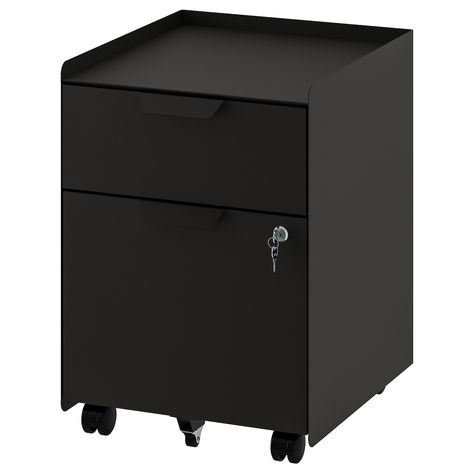 TROTTEN Drawer unit w 2 drawers on castors, anthracite 10 year guarantee. Read about the terms in the guarantee brochure. This unit can be placed anywhere in the room because it is finished on the back. Castors make it easy to roll the storage unit under your desk, or around the room. Ikea Storage Drawers, Lockable Storage, It Is Finished, Ikea Cabinets, Ikea Storage, Make It Easy, Drawer Unit, Cabinet Cupboard, Door Furniture