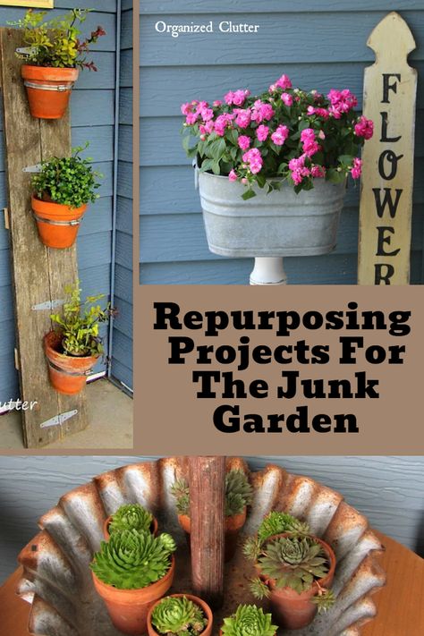 Organized Clutter Iod Crafts, Decorating With Junk, Repurposed Projects, Junk Garden, Repurposed Junk, Organized Clutter, Cedar Planter Box, Repurposing Ideas, Country Garden Decor