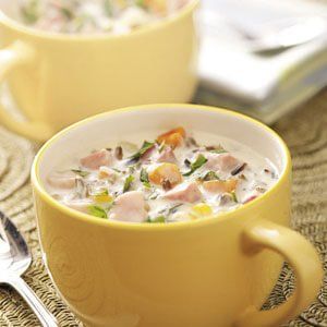 Creamy Ham And Wild Rice Soup, Wild Rice Soup With Ham, Soup Recipes Wild Rice, Best Wild Rice Soup, Damn Delicious Wild Rice Soup, Ham Chowder Recipe, Ham Chowder, Easter Ham, Slow Cooker Ham