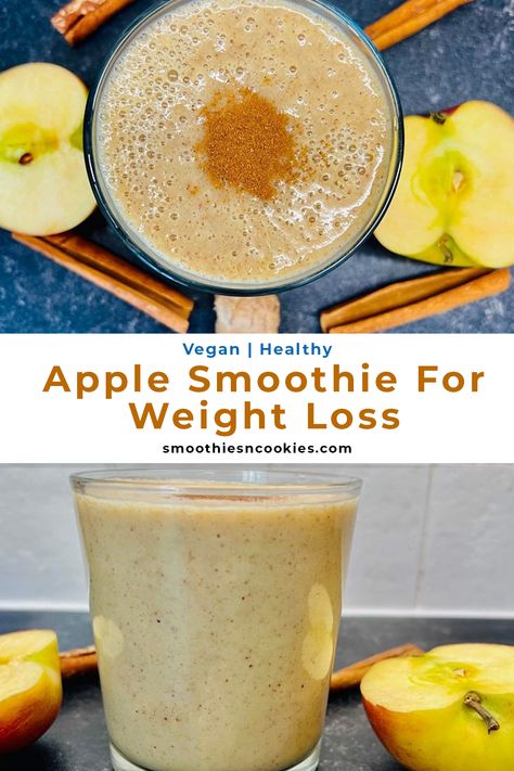 Apple Smoothie For Weight Loss Apple Shake Recipe Healthy, Apple Smoothie Recipes Healthy, Smoothie Recipes Apple, Apple Shake Recipe, Apple Cinnamon Smoothie Recipe, Smoothie With Apple, Low Calorie Smoothie Recipes, Smoothie Apple, Banana Smoothie Recipe Healthy