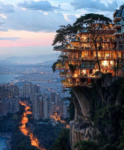 /imagine Cliffside Luxury : Where architectural elegance meets the sky and nature wraps around the edges—this is living at its peak. Do you… | Instagram Cliffside House, House Night, Parametric Architecture, Nature Architecture, You Dream, Design Process, Architecture House, Wrap Around, The Sky