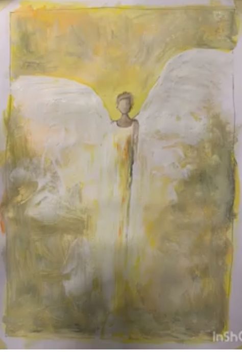 Abstract Angel Art, Angel Painting Tutorial, Angel Painting Easy, Watercolour Angel, Watercolor Angels, Abstract Angel Painting, Angel Sightings, Painting With Gouache, North Germany