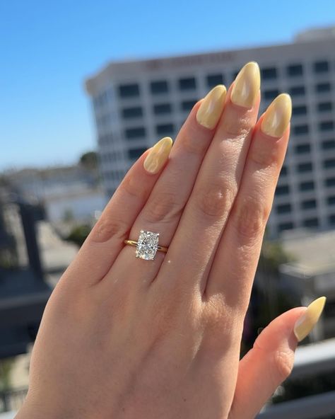 Elongated Cushion Cut💍 Elongated cushions are long, elegant stones that make incredible engagement rings. Because of their slender shapes, they look larger than many other cuts of the same carat weight✨ Save for inspo!💍 . . . engagement rings, wedding rings, ring inspo, wedding season, jewelry trends, custom jewelry, yellow gold rings, hidden halo #cushioncut #cushioncutdiamond #cushioncutengagementring #elongatedcushion #weddingrings #ringinspo #jewelrydesign #customrings 2 Carat Elongated Cushion Cut, Elongated Cushion Engagement Ring Gold Hidden Halo, Elongated Cushion Cut Engagement Ring With Hidden Halo Setting, Cushion Engagement Ring Gold, Elongated Cushion Engagement Ring, Elongated Cushion Cut Engagement Ring, Engagements Rings, Cushion Cut Wedding Rings, 2 Carat Engagement Ring