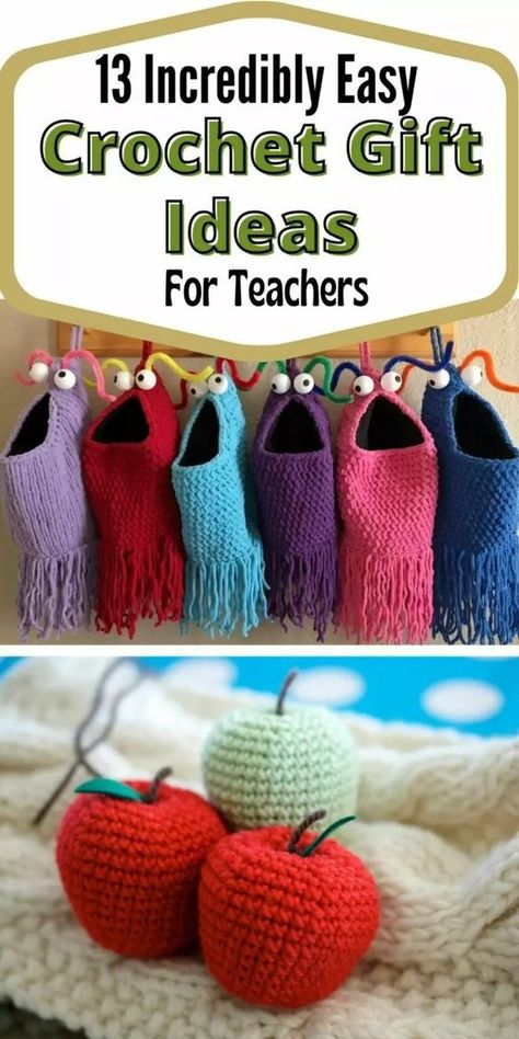 13 Incredibly Easy Crochet Gift Ideas for Teachers (free!) - Little World of Whimsy HandmadeCrochet, CrochetInspiration, CrochetLove Crochet Teacher Gifts Free Pattern, Crochet Gifts For Teachers, Easy Crochet Gift Ideas, Crochet Music, Crochet Teacher Gifts, Gift Ideas For Teachers, Art Teacher Gifts, Diy Amigurumi, Crochet Gift Ideas