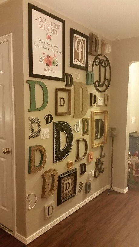 Initial wall Gallery Wall With Initial, Diy Letter Decor Initials Wall Art, Nursery Initials On Wall, Letter Wall Art Initials, Wood Initial Letters Wall Decor, Initial Wall, Instagram Creative Ideas, Instagram Creative, Initials