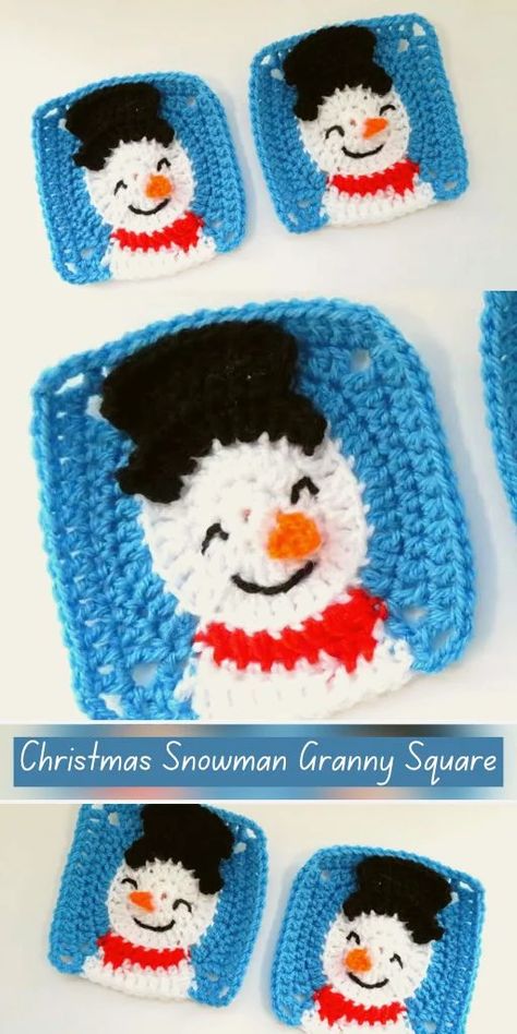 Crochet Christmas Snowman Granny Square is free pattern and can be done by beginners. You will use simple crochet techniques in this project. Snowman Granny Square Pattern, Crochet Snowman Granny Square, Santa Granny Square Crochet, Free Christmas Granny Square Patterns, Grinch Granny Square, Holiday Granny Squares, Christmas Granny Square Crochet Patterns Free, Crochet Granny Square Christmas Tree Free Pattern, Granny Square Christmas Tree Pattern