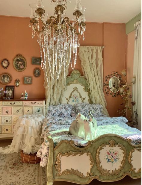 Coquette Room Aesthetic Red, Victorian Coquette Room, Southern Coquette Aesthetic, Coquette Core Room, Coquette Room Bed, Coquette Bed Frame, Cocette Room, Red Coquette Room, Coquette Interior