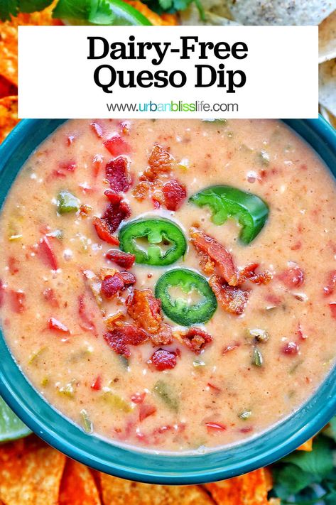 Dairy Free Queso, Mexican Party Food, Cheese Queso, Queso Recipe, Baking Cookbooks, Vegan Cheddar, Queso Cheese, Queso Dip, Dairy Free Cheese