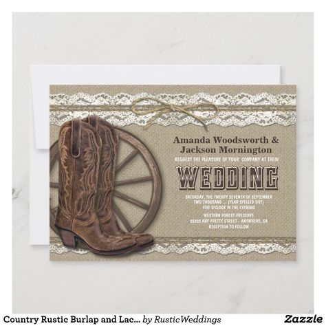 Farm Wedding Invitations, Wedding Invitations Burgundy, Rustic Country Wedding Invitations, Burlap Wedding Ideas, Burlap Wedding Invitations, Western Wedding Invitations, Wedding Cowboy Boots, Calligraphy Simple, Wedding Invitations Beach