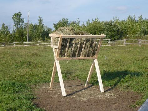 Click this image to show the full-size version. Hay Feeder For Horses, Horse Feeder, Deer Feeders, Hay Rack, Horse Hay, Hay Racks, Horse Shelter, Paddock Paradise, Pallet Shed