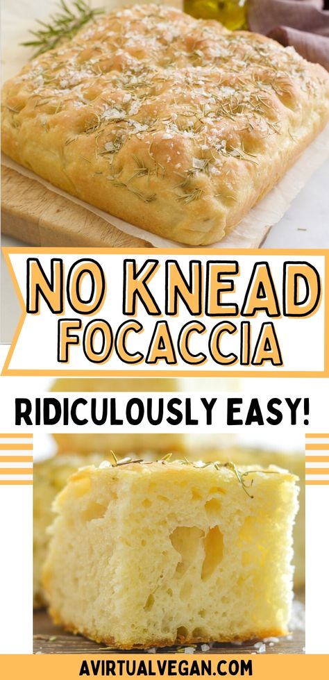 no knead focaccia bread No Knead No Yeast Bread Recipe, Bread Fast And Easy, No Rest Bread Recipes, Bread Recipes Hand Knead, Kneadless Bread Recipes, Best No Knead Bread Recipe, No Need Bread Easy Recipes, Quick No Rise Bread, No Knead Bread Rolls