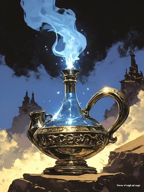 Magic Lamp (Artifact) —day 2 Fantasy Artifact, Magic Artifacts, Magical Artifacts, Magical Objects, Artifact Art, Magic Lamp, Arabian Night, Magic Items, Anime Stories