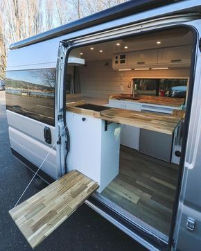 Exterior Table, Vanlife Interiors, Promaster Conversion, Camper Van Kitchen, Kangoo Camper, Transit Camper, Camper Van Ideas, Kombi Home, Van Conversion Interior