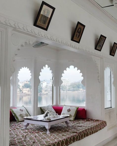 Serendipity Delhi on Instagram: “#ThrowbackThursday Lake Pichola views from a dreamy breakfast nook at Jagat Niwas, Udaipur. . . . #traveldiaries #udaipur #lakepichola…” Udaipur Travel, Vision Board Images, Indian Architecture, Hotel Interior, White Room, Dream Holiday, Udaipur, Beautiful Places To Travel, Breakfast Nook