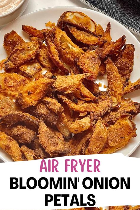 If you're ready for an awesome, addicting snack these Air Fryer Onion Petals are it! This tasty take on an air fried bloomin' onion is perfect for snacking on at parties and game day. via @Tastyovenlovin Air Fryer Onion Petals, Tasty Oven, Blooming Onion Recipes, Onion Petals, New Air Fryer Recipes, Air Fryer Recipes Snacks, Air Fryer Oven Recipes, Air Fry Recipes, Cooked Food