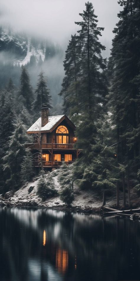 Diy Winter Decorations, Winter Decor Diy, Diy Winter Decor, Forest Cabins, Small House In The Woods, Cabin Wallpaper, Winter Decorating Ideas, Winter Decor Ideas, Mini Homes