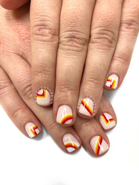 70s Theme Nail Designs, 70s Nails Retro Short, 70s Disco Nail Art, 70s Disco Nail Designs, 70s Nails Retro Pink, 70s Style Nails, Disco Nails 70s, 1970s Nails, 70s Nails Retro Orange