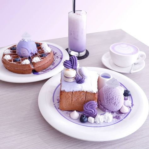 Introducing the new Aiko toast and Violet waffle, both infused with Taro! Making this the most defined yet unique Taro Series till date!… Ube Food, Taro Food, Taro Dessert, Food To Draw, Food Board, Cute Food, Aesthetic Food, Food Art, Food Drinks