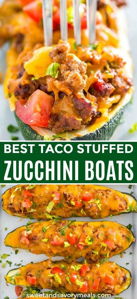 Taco Stuffed Zucchini, Zucchini Boat Recipes, Stuffed Zucchini Boats, Sweet Video, Stuffed Zucchini, Savory Meals, Healthy Zucchini, Zucchini Boats, Keto Food