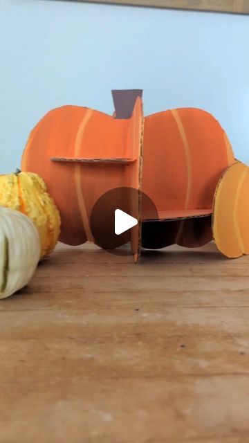 Studio Rosie on Instagram: "3D Cardboard Pumpkin 🎃 Making a few cardboard pumpkins for fall! I cut out the shape of a pumpkin from two pieces of cardboard. One has a cut halfway from the top and the other has a cut halfway from the bottom. They slide together into a 3D pumpkin that's ready for Halloween! #recycleandplay @recycleandplay #recyclemeplay @recyclemeplay #littlesplayshare #craftcreateandmake #easycrafts #invitationtoplay #funbudgetplay #kidcrafts #fallcrafts #halloweencrafts #fantasyhasreallynolimits #halloweendecorations #diyhalloween #halloweencardboardplay" Cardboard Pumpkins, Cardboard Pumpkin, Pumpkin 3d, Cardboard Play, 3d Pumpkin, Paper Flower Art, Origami And Kirigami, Cardboard Sculpture, Ready For Halloween