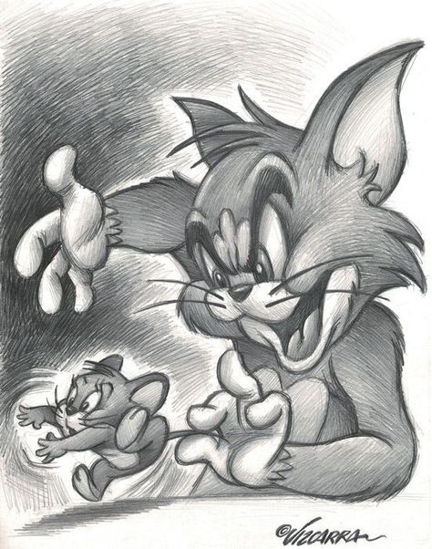 Tom A Jerry, Disney Drawings Sketches, Cartoon Character Tattoos, Tom Y Jerry, Drawing Step By Step, Disney Art Drawings, Cool Pencil Drawings, Drawing Step, Art Sketches Pencil