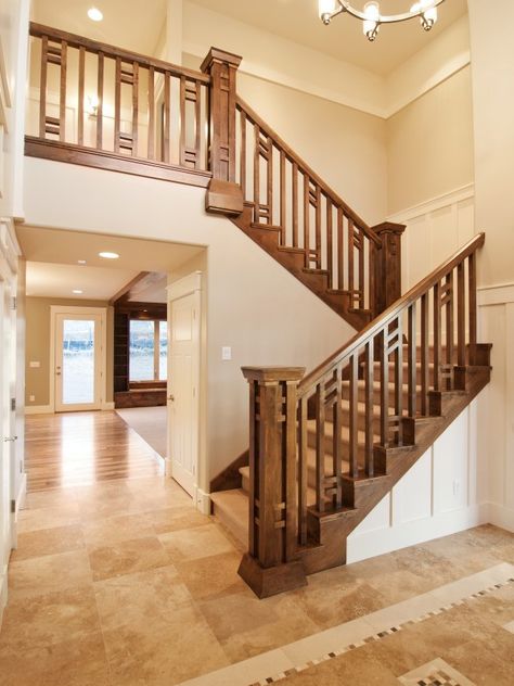 Visit the post for more. Bannister Ideas, Craftsman Stairs, Bbq Deck, Craftsman Staircase, Interior Paint Colors For Living Room, Stair Ideas, Hall Ideas, Staircase Railing Design, Traditional Staircase